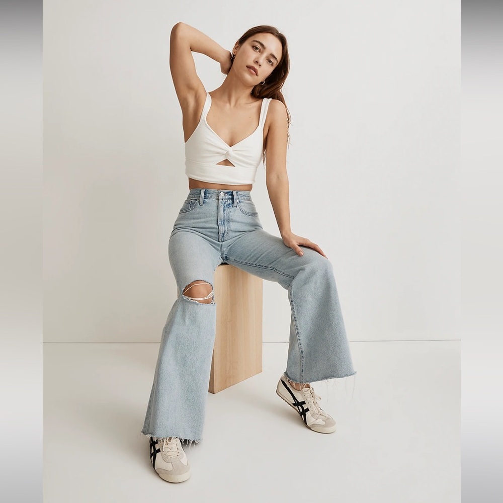 Madewell Cutout Knot-Front Crop Tank Top